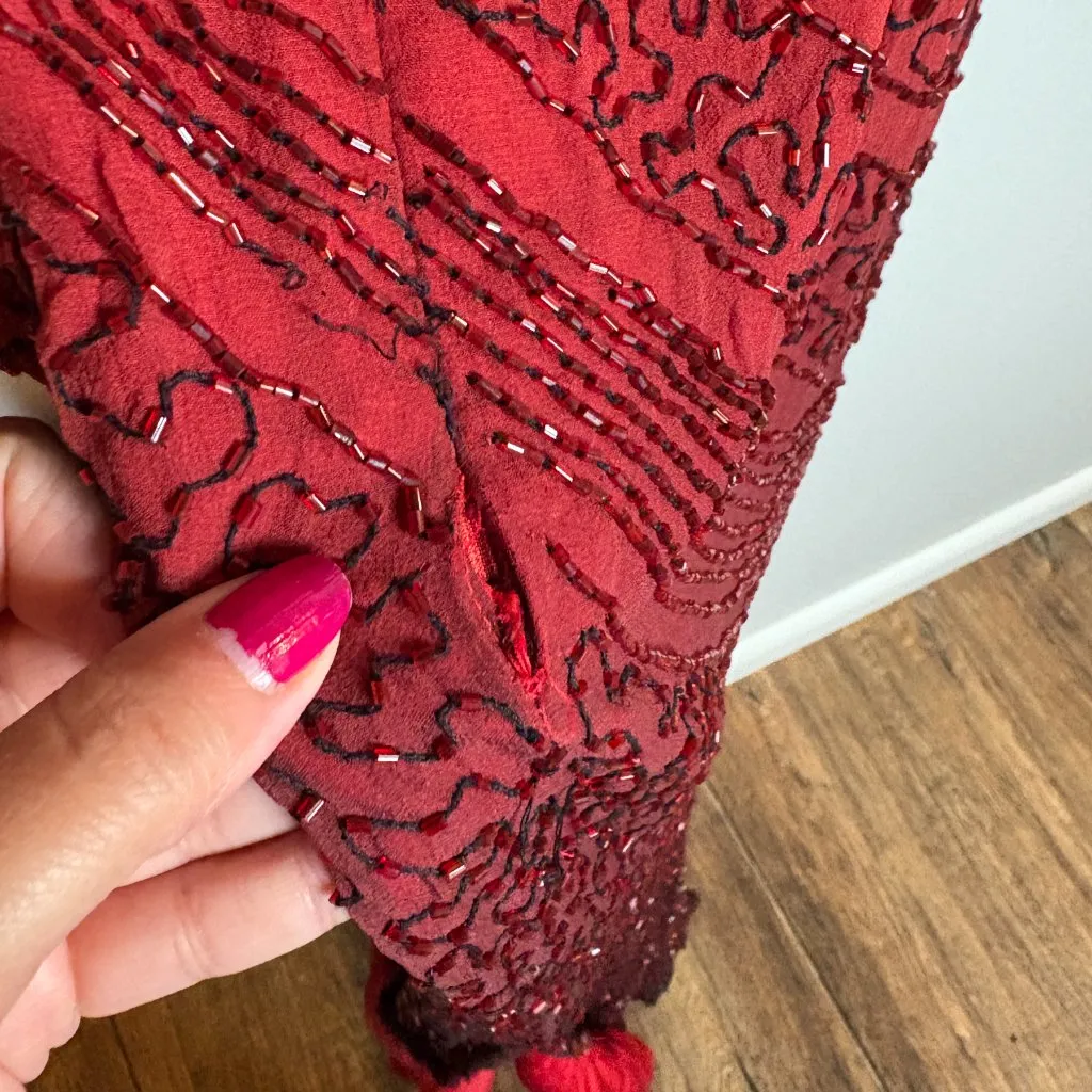 Vintage Y2K silk beaded ombre formal dress - Image 8