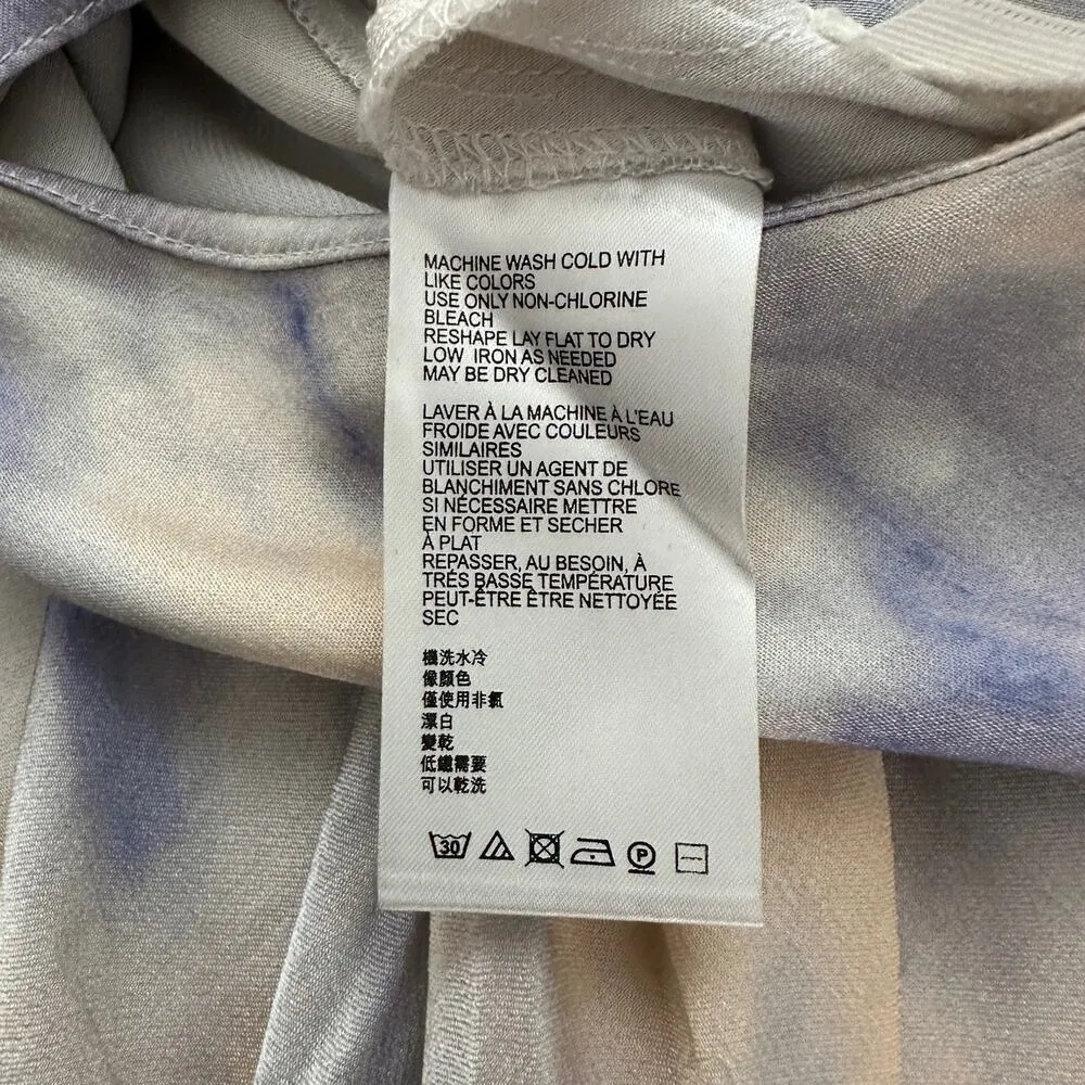 Urban Outfitters Cream Blue Tie Dye Satin Side Zip Casual Maxi Skirt Size 2 - Image 5