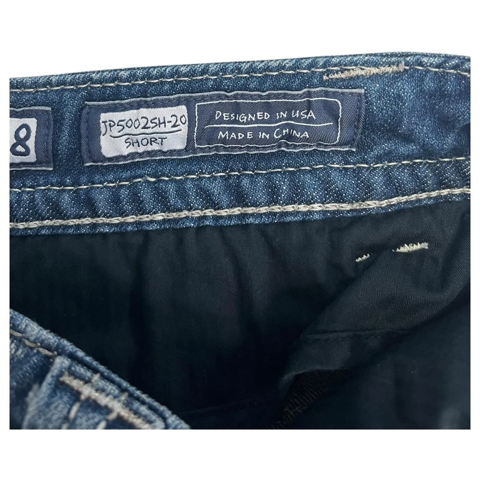 Miss Me Shorts Womens 28 Blue Denim Lace Rhinestone Embellished Medium Wash Jean - Image 4