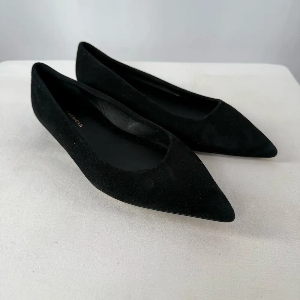 Good American Pointed Toe Suede Statement Flats in Black Size 7 - Image 2