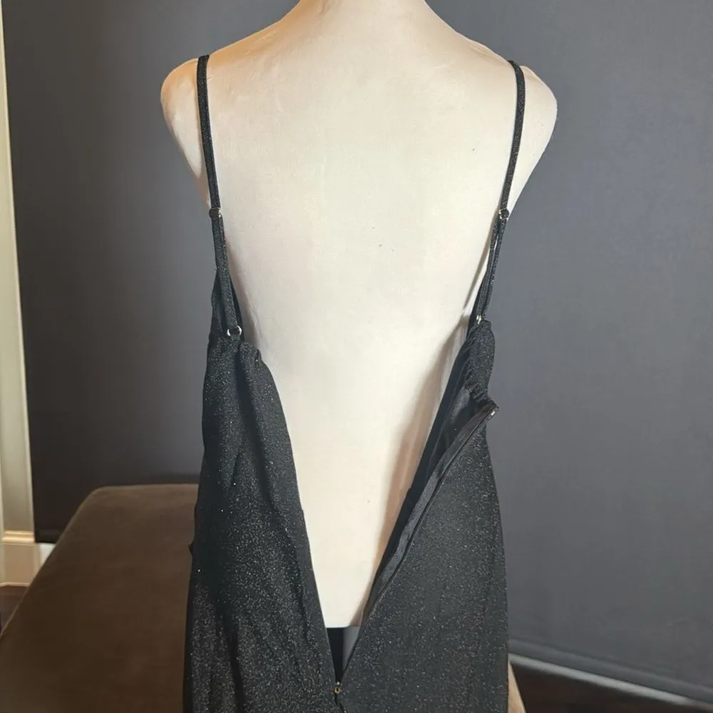 Women’s Black Full Length Party Dress Spaghetti Straps Long Leg Slit Size M NEW Size M - Image 6
