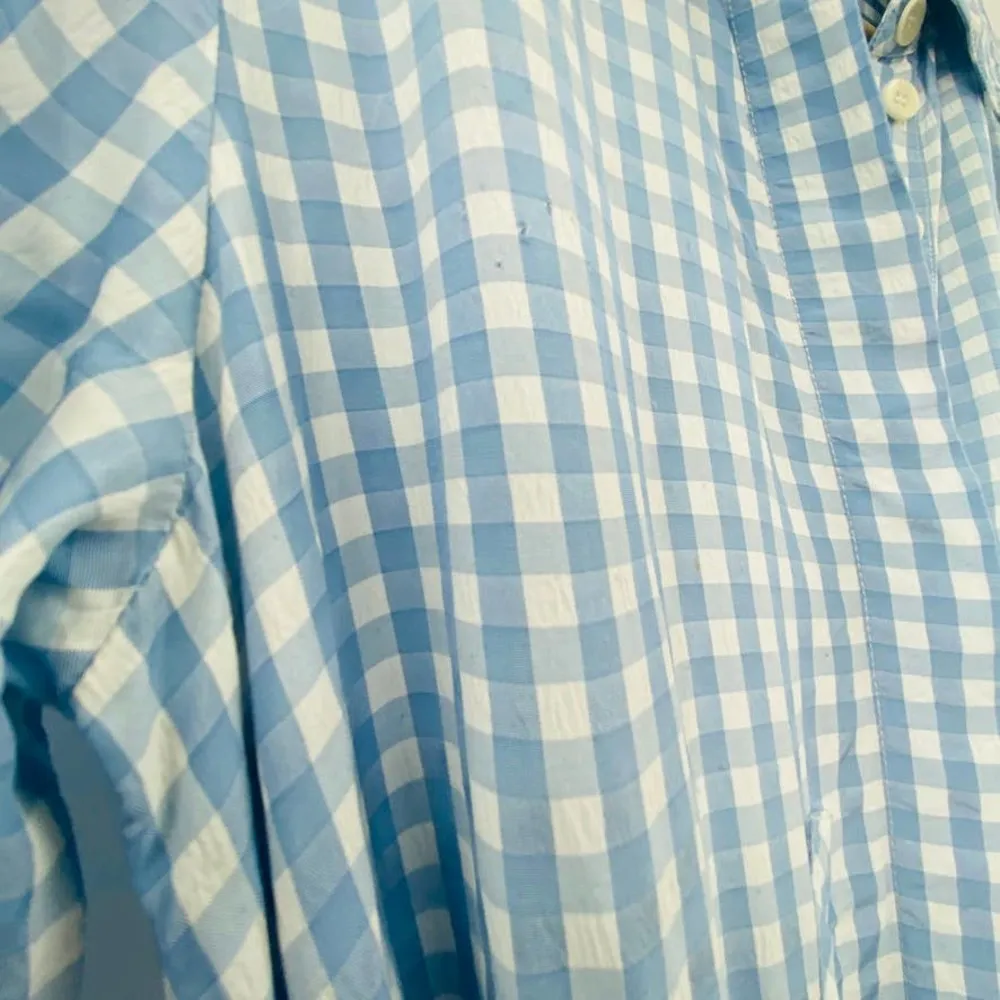 TIBI Summer-Fresh Midi Shirtdress Long Sleeve Gingham Printed Blue Size 4 - Image 5