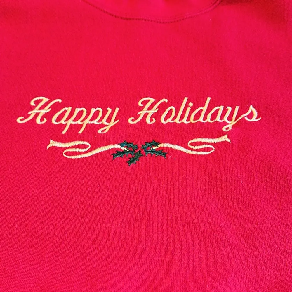 Vintage 90s Happy Holidays Ugly Christmas Holiday Red Sweater Womens Large - Image 6