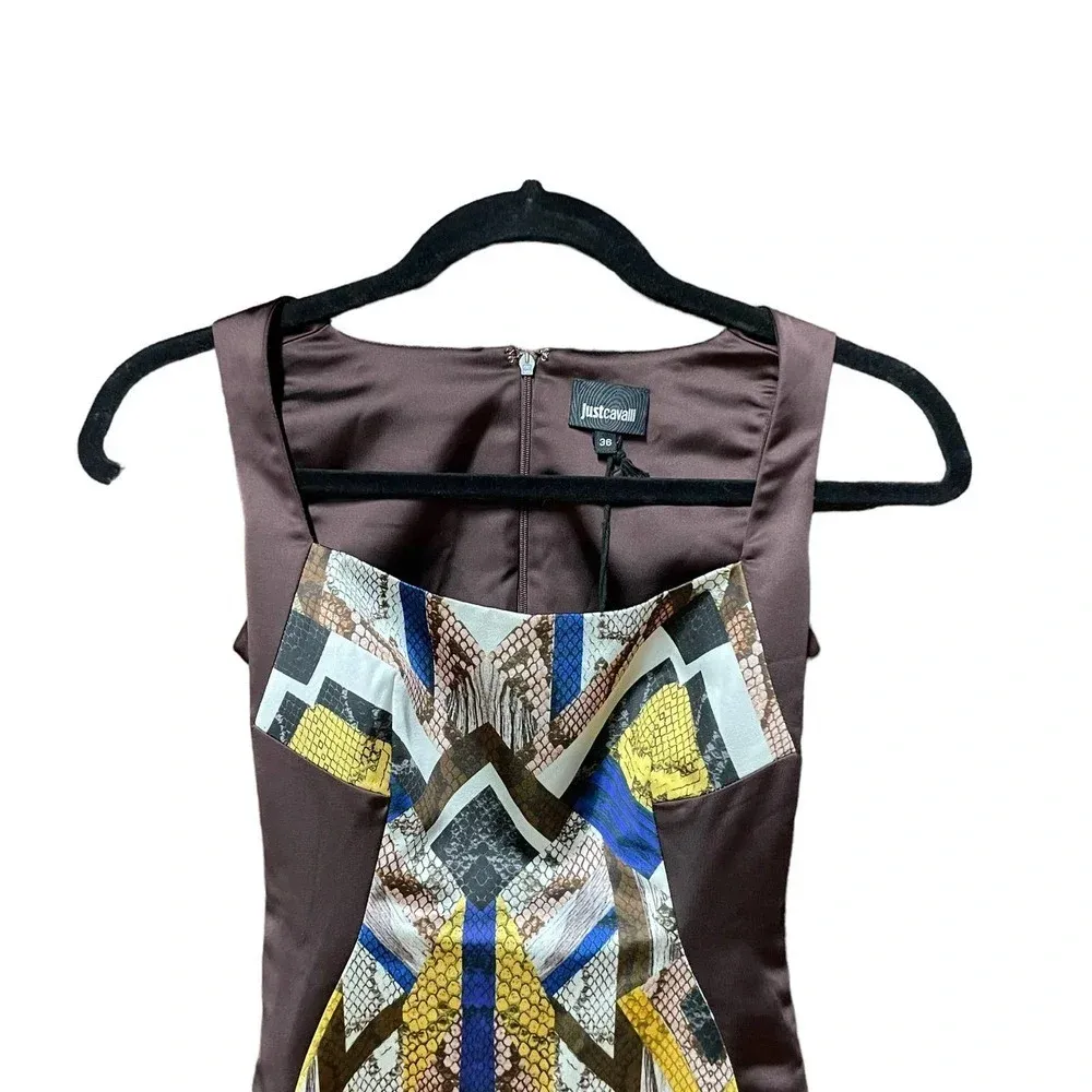 Just Cavalli Brown Python Snake‎ Print Bodycon Sheath Dress Size 36 / US 0 - Image 2