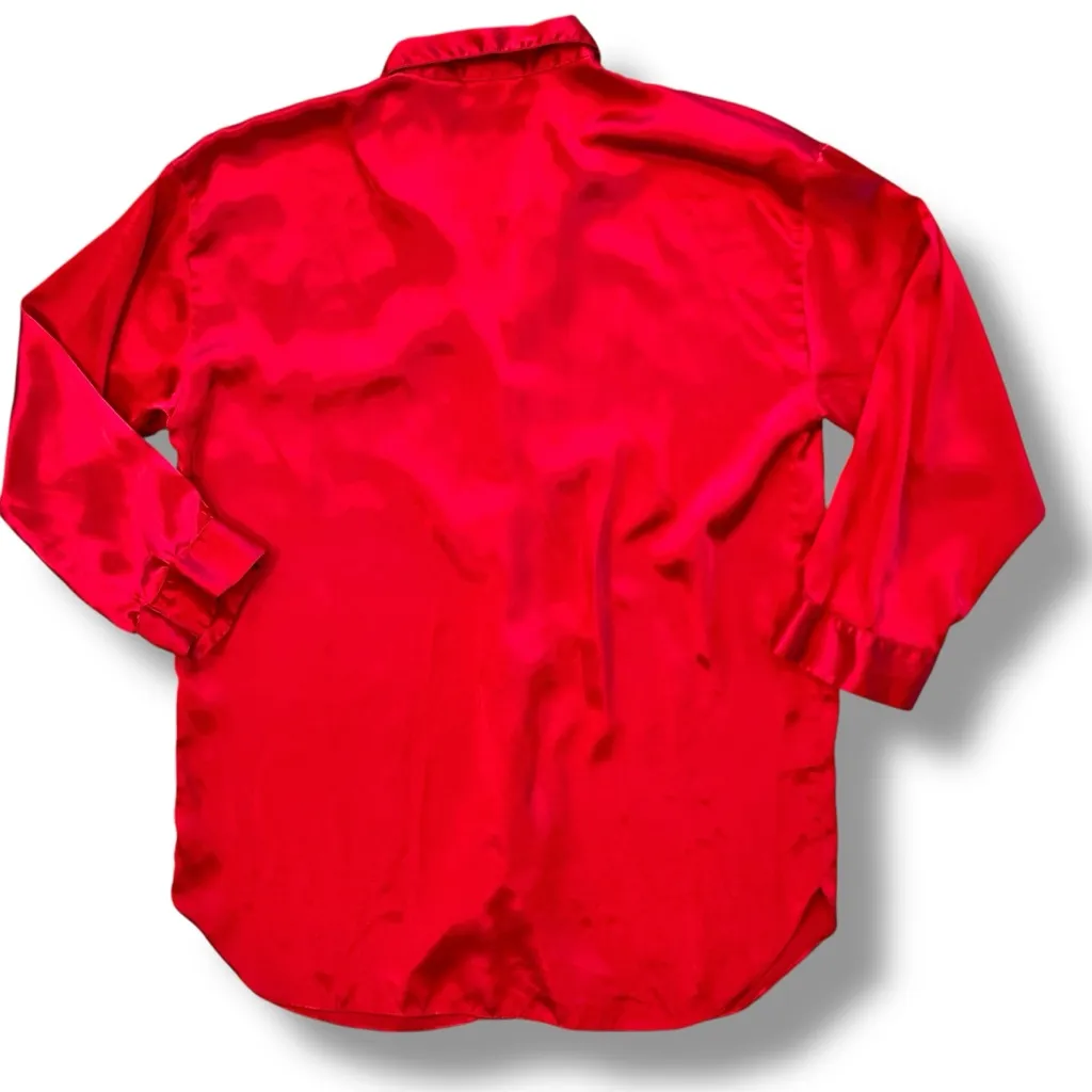 Victoria's Secret Vintage Gold Label Nightshirt Red Satin Large - Image 2