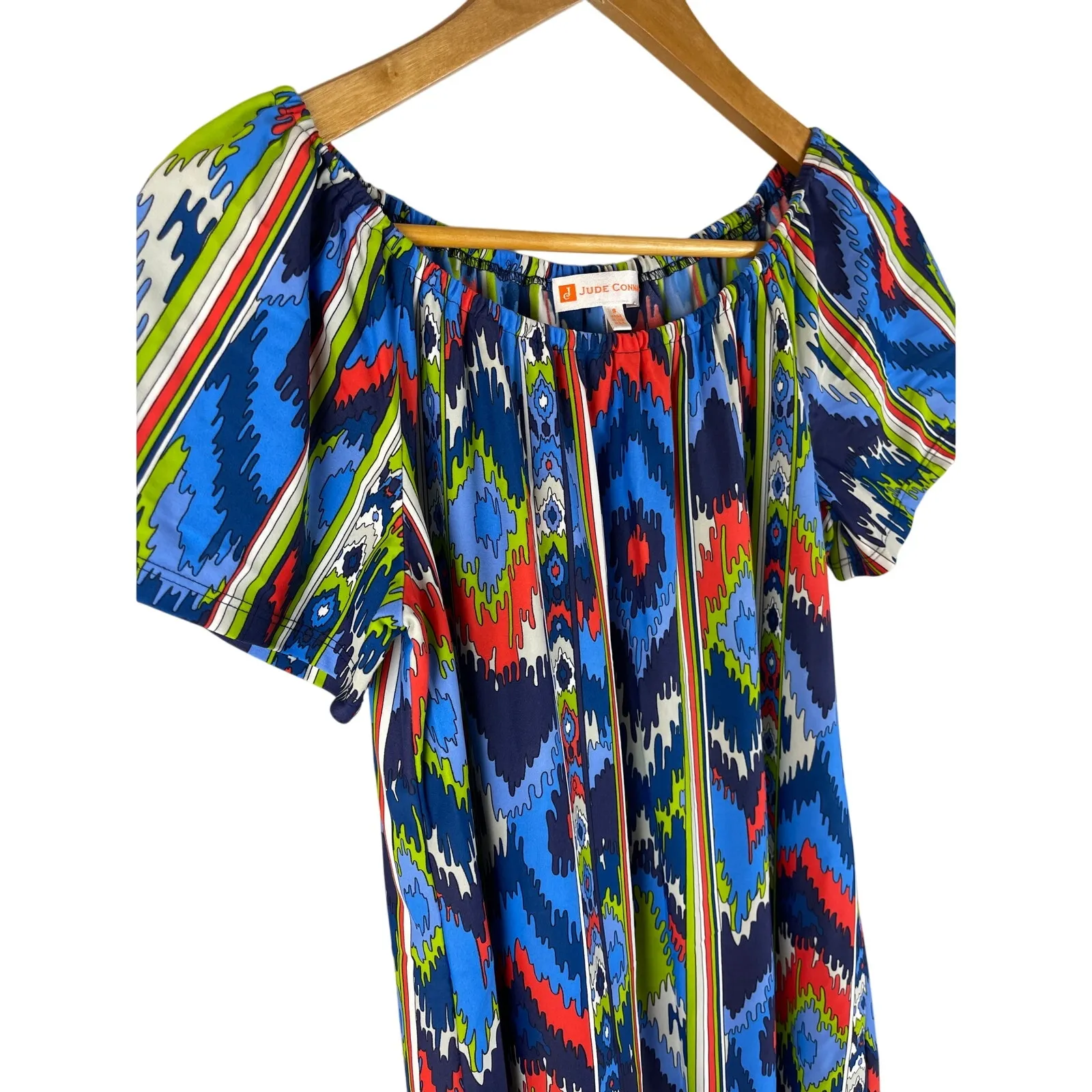 Jude Connolly‎ Vibrant Multicolor Ikat Joy Dress in Jude Cloth Size Small Blue - Image 4
