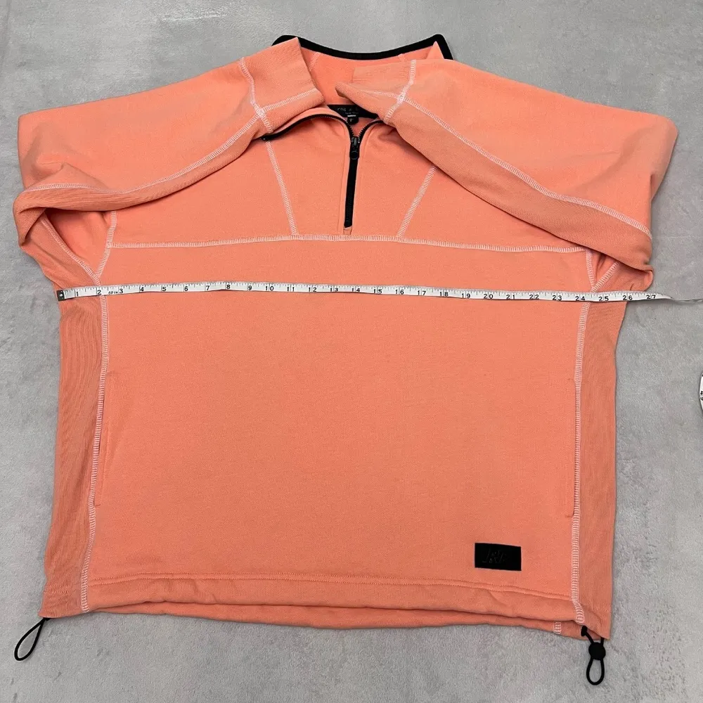 rag & bone Women Fleece Cropped Fit Quarter Zip  Sweatshirt Pullover Sz L Orange - Image 11