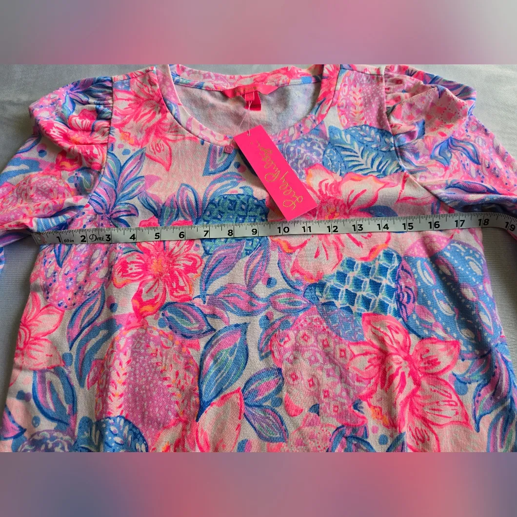 Lilly‎ Pulitzer Jansen Long Sleeve Sweatshirt Pink Isle Snappy Turtle Size S - Image 3