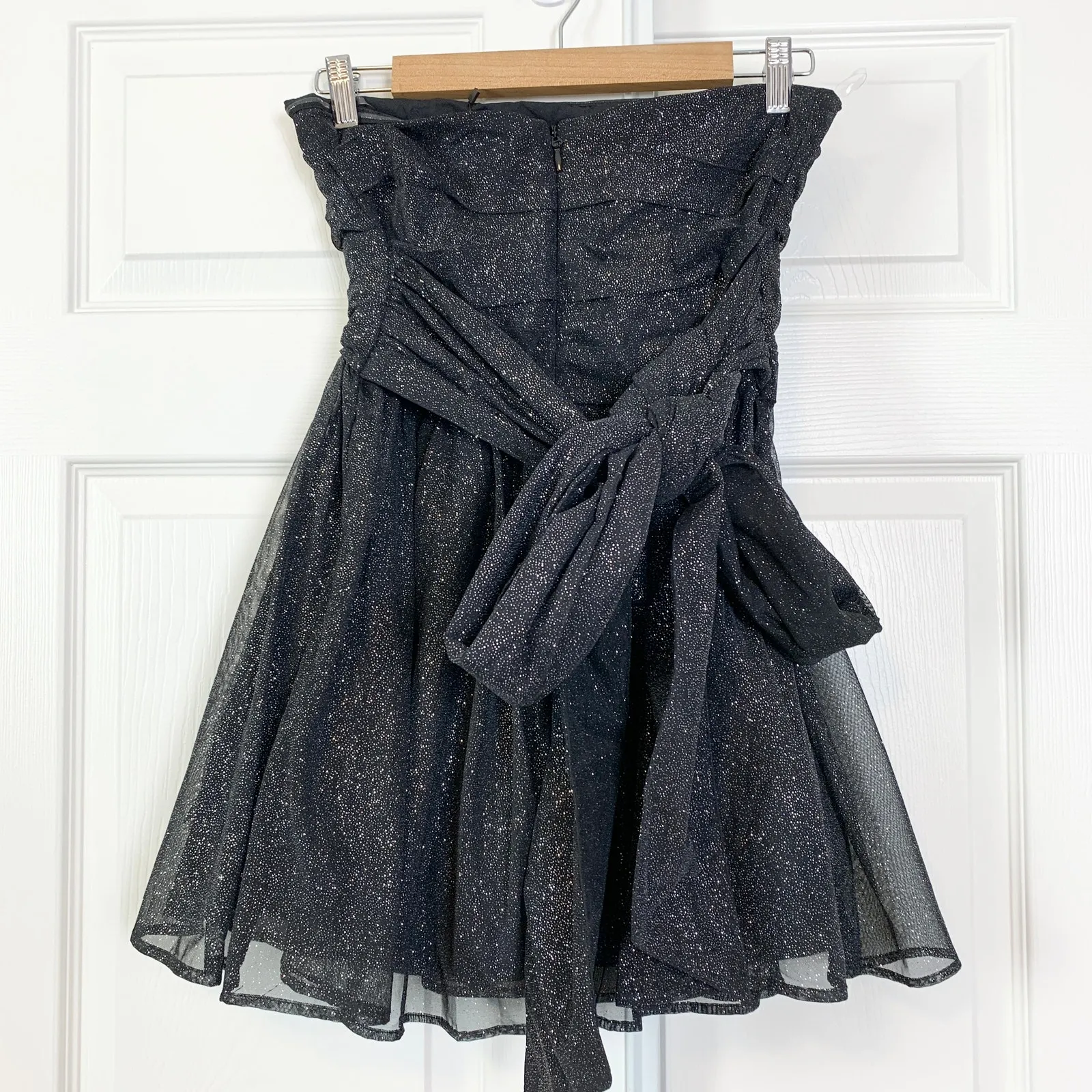 NWT BABYBOO Katrina Strapless Mini Dress Black Sparkle Shimmer Medium - Image 7