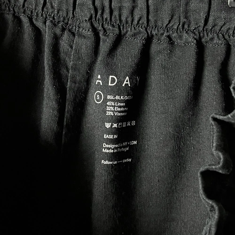 aday black ease in paperbag waist linen elastic pull on shorts - Image 7