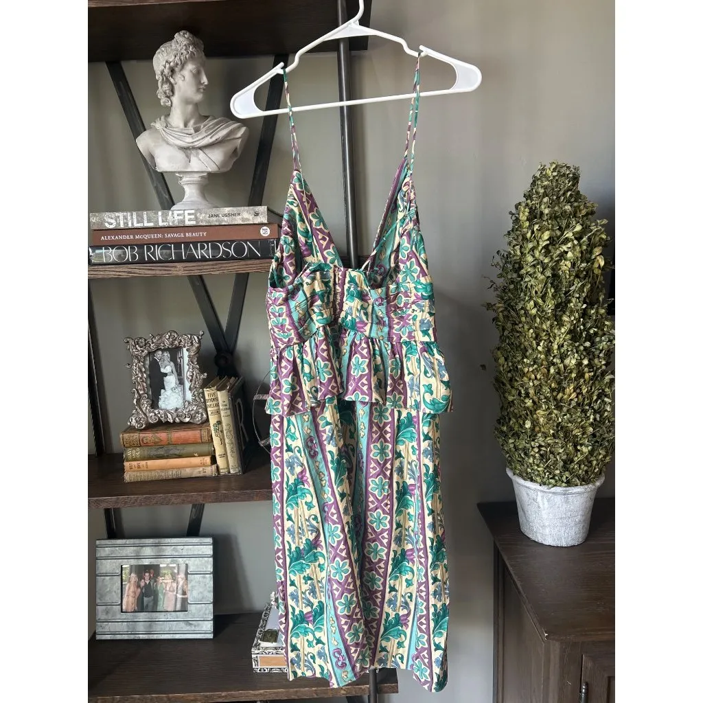 Adriana Degreas Le Sirenuse Peplum Midi Dress Blue Womens Size Small - Image 6