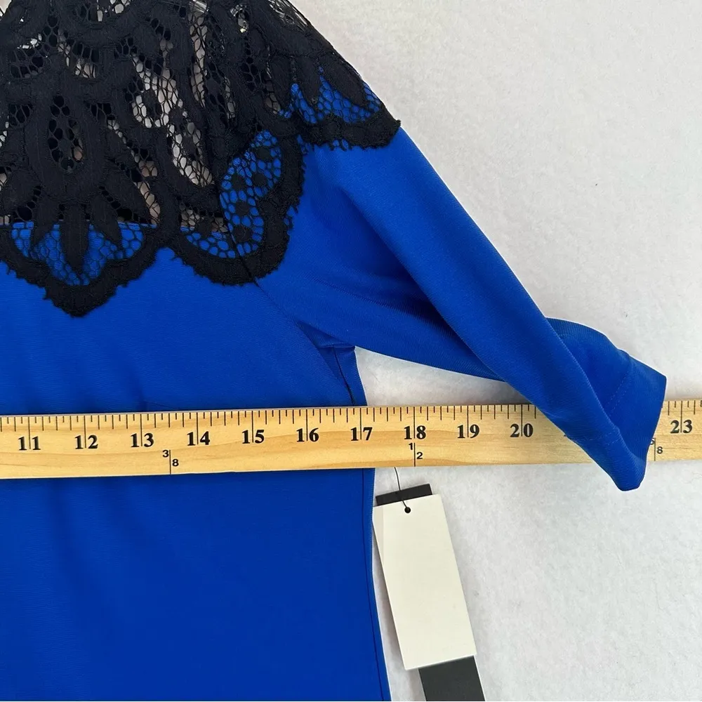 NWT Cynthia Steffe Shift Short Sleeve Knee Length Dress Lace Size 2 Blue - Image 5