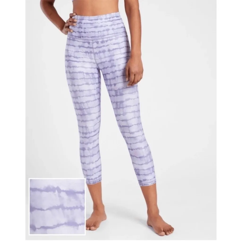 Athleta Mid-Rise Elation Printed Capri Legging Water Color Tie Dye Tahiti Dusk S - Image 2