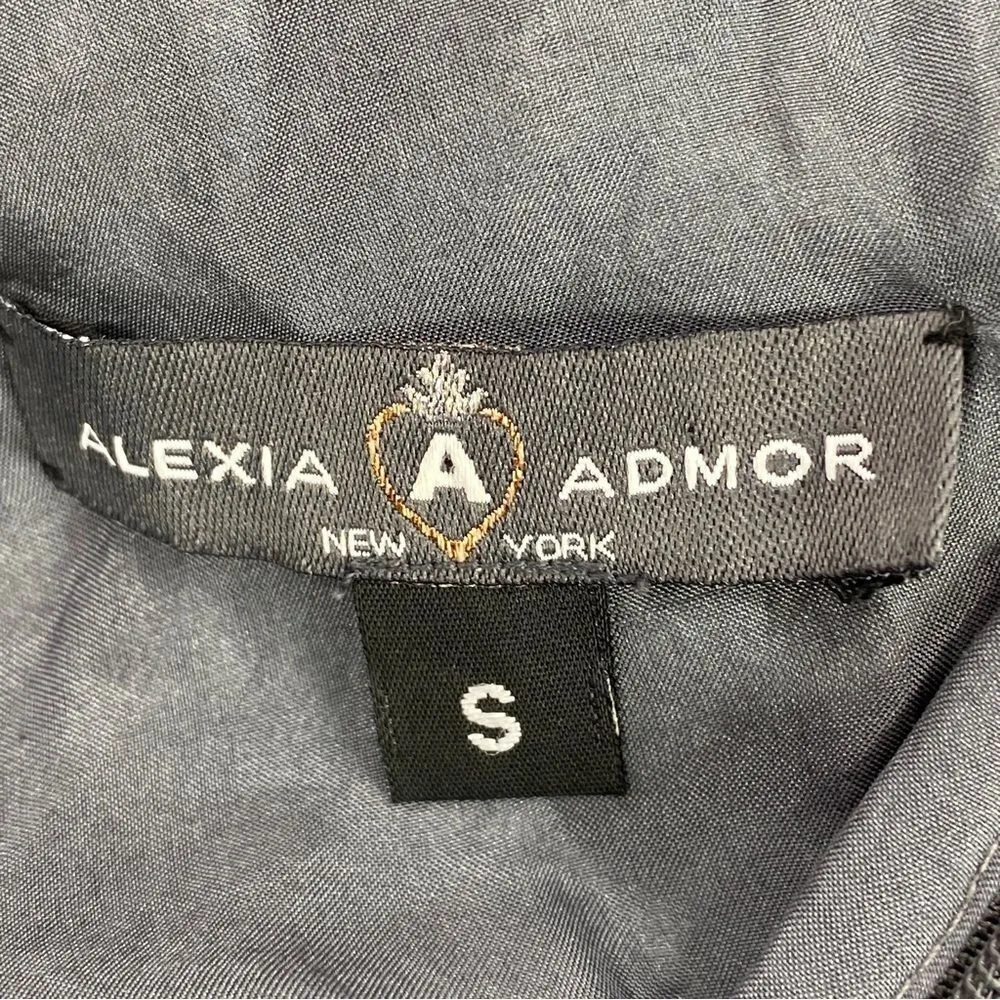 Alexia Admor Sequin Drape Back Silk Sheath Mini Dress Silver Gray Small Party - Image 10