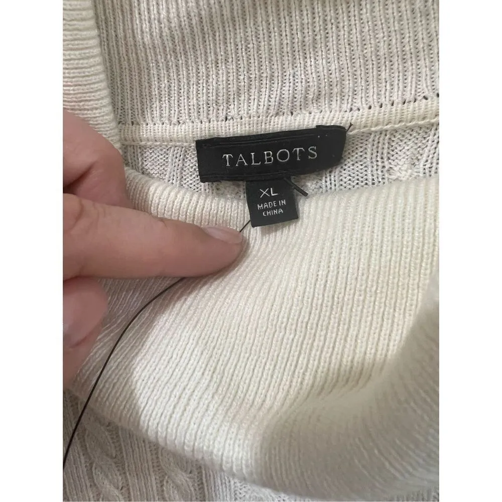 Talbots NWT Women’s Long Sleeve Turtleneck Sweater off white sz XL - Image 3
