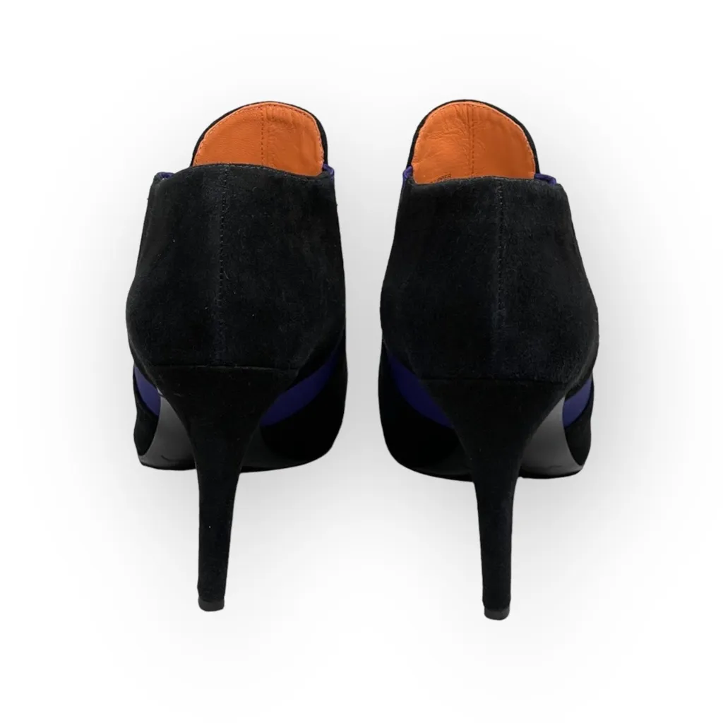 Via Spiga ✿ Blaire Suede Pointy Toe Heeled Ankle Booties ✿ Black Violet ✿ 8M ✿ Size 8 - Image 6