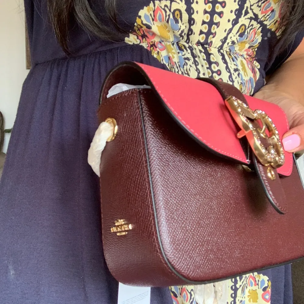 Authentic COACH LEATHER COLORBLOCK crystal butterfly flap Crossbody - Image 11