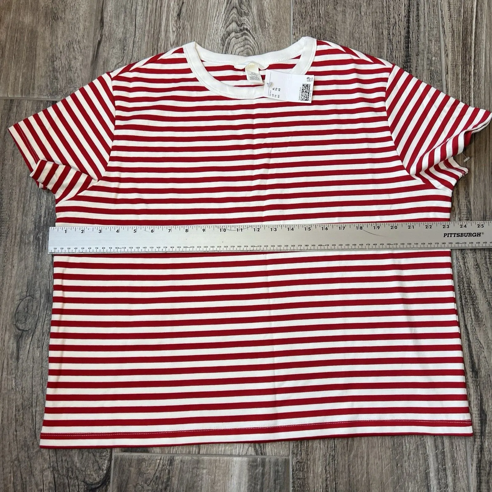 H&M Red & White Classic Striped Women’s Shirt Sz XL  basic everyday wear #88 - Image 7