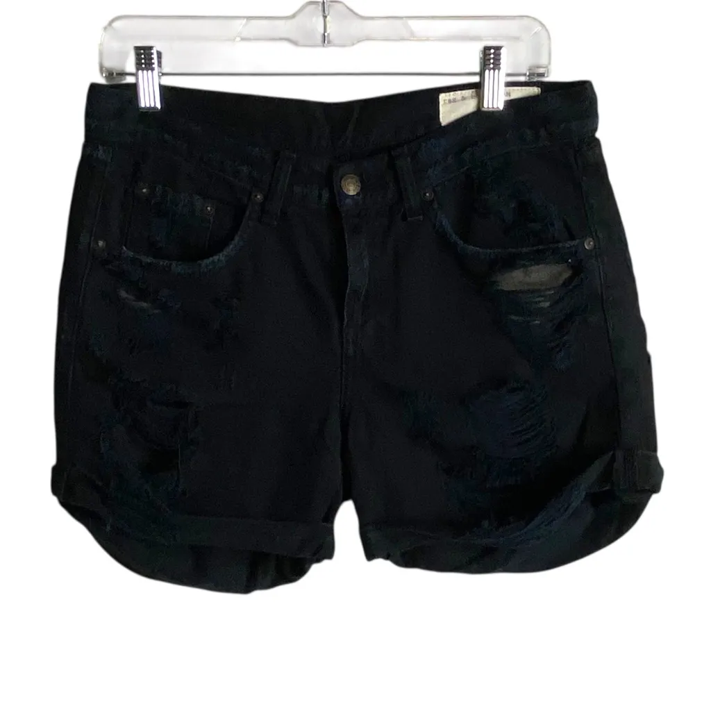 Rag & Bone Jean Shorts Size 26 Black Rebel Distressed Denim Grunge Gothic - Image 2