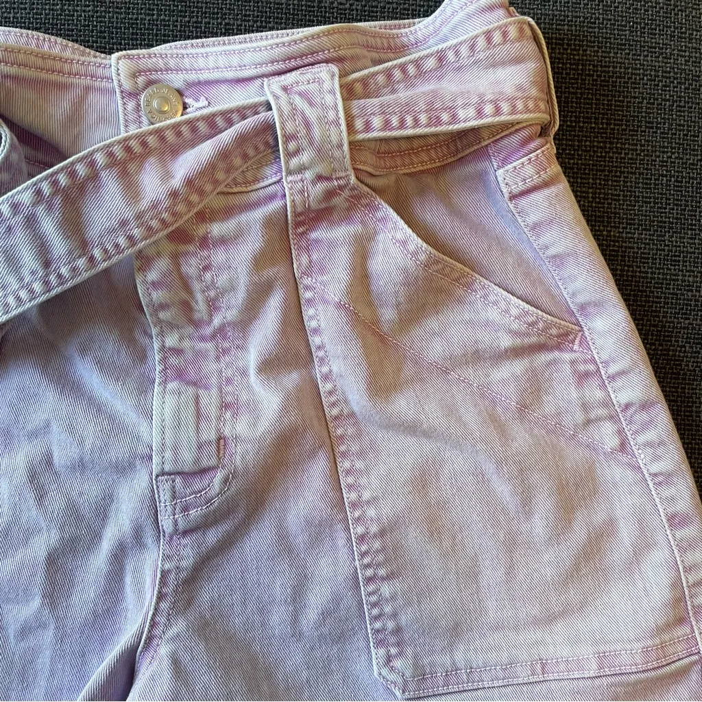 Veronica Beard Lovisa Short Cutoff Jean Shorts Denim Belted Tie Belt Purple - Image 4