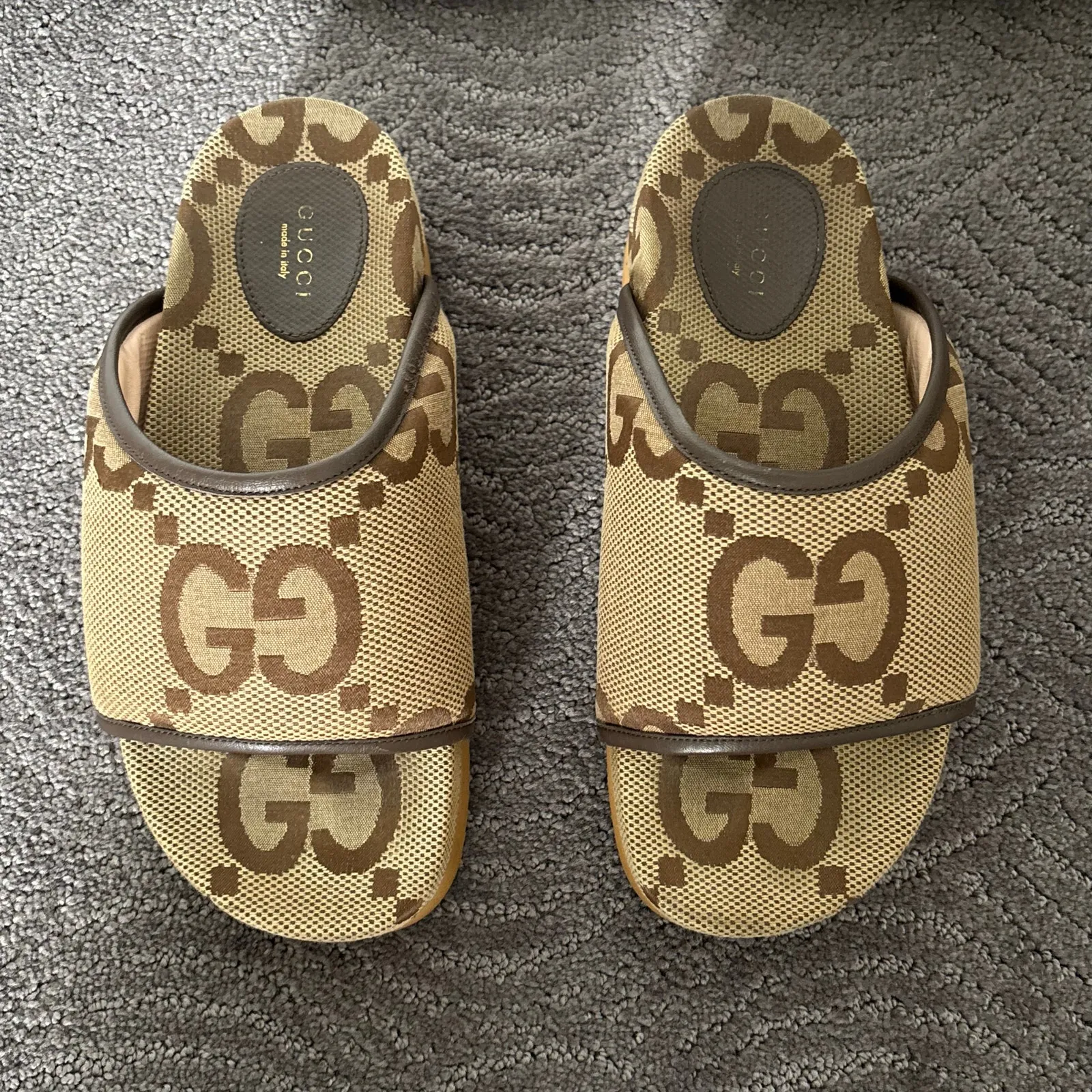 Gucci  Supreme Jumbo GG Monogram Platform Slide Sandal Camel Canvas Maxi Size 39 - Image 2