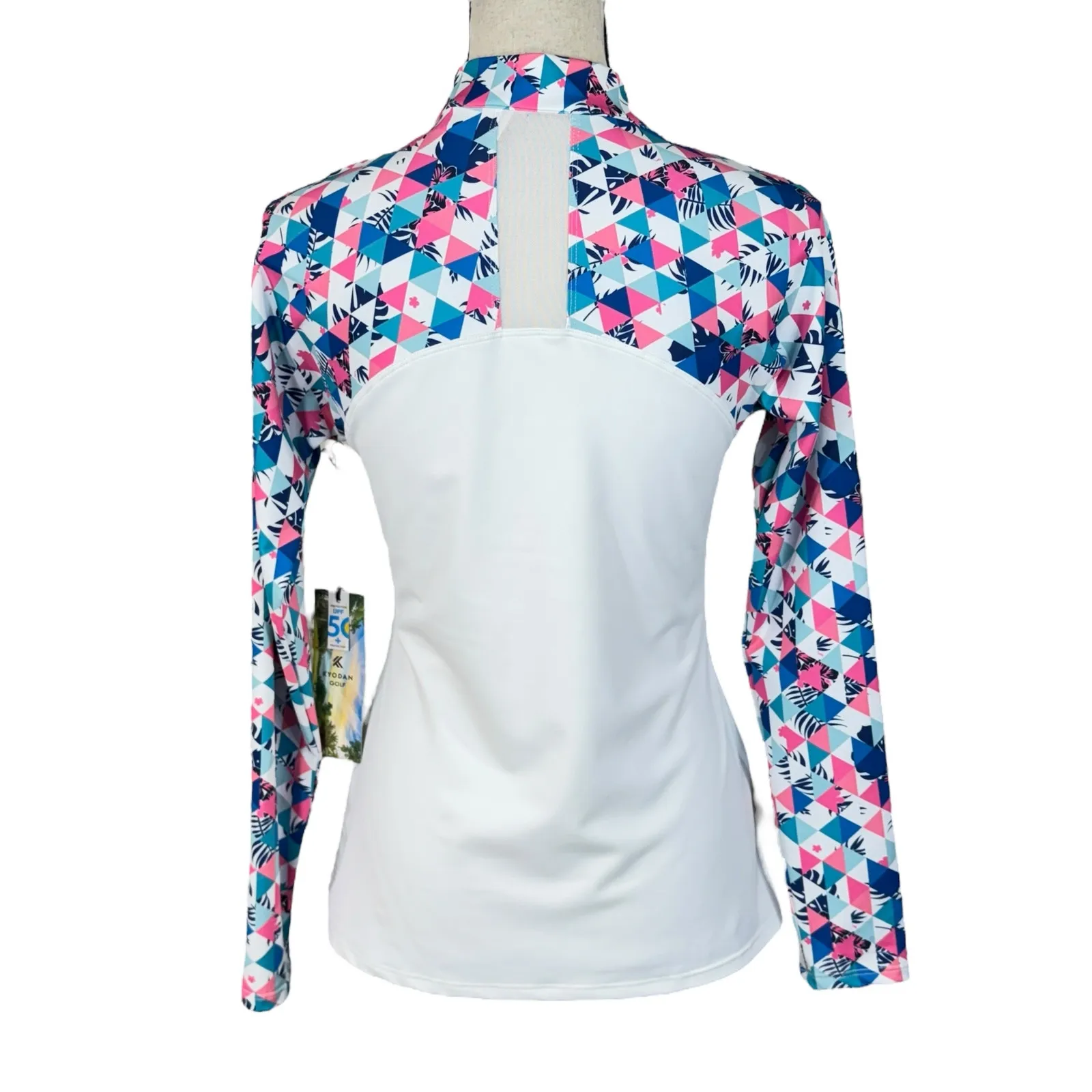 Kyodan Active Small Golf Top Long Sleeve 1/4 Zip Stretch UPF 50+ Quick-Dry Multi - Image 4