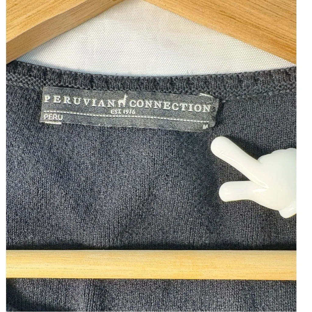 Peruvian Connection Knit Bodycon Dress Womens Medium Black Boho Whimsigoth - Image 7