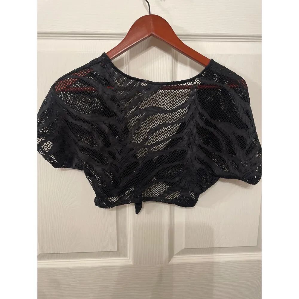 Beach Bunny Swimwear Crochet Tie-Front Cropped Coverup, XS - Image 5