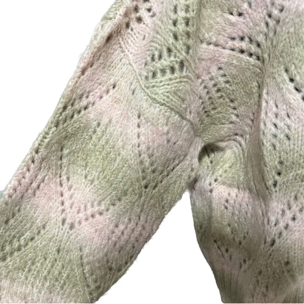 SANCTUARY Pointelle Sweater Mock Neck Pullover Pink Moonlight Multi NWT XL - Image 7