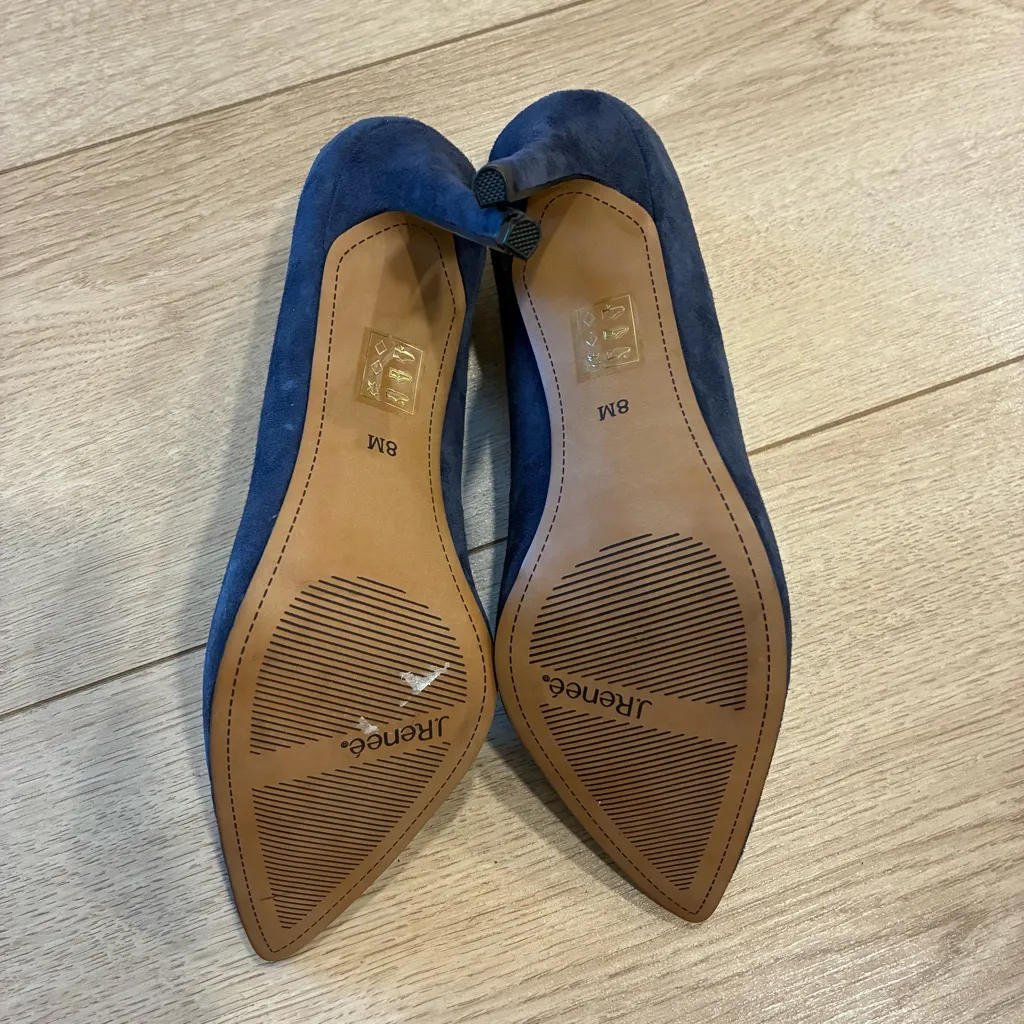 NEW J. Renee Canaro Navy Blue Suede Pointed Toe Heel Pump Size 8 - Image 7