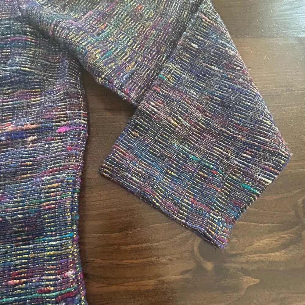 ⭐️ JM Collection J Mclaughlin Silk Cotton Blazer Buttons Metallic Jacket Large - Image 2