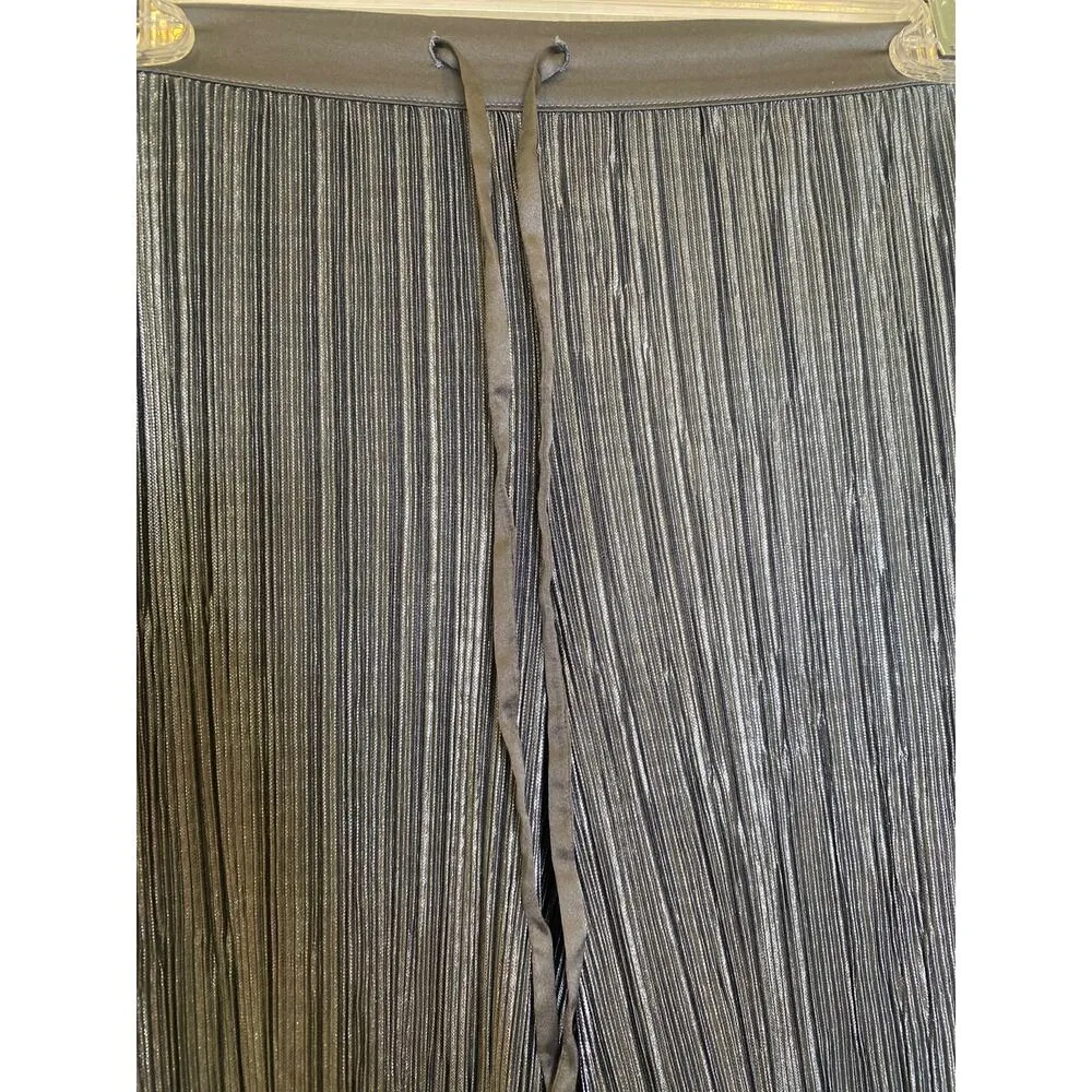 Victoria’s Secret Metallic Silver Blue Pajama Pants EUC Sz M Straight Leg Poly - Image 4