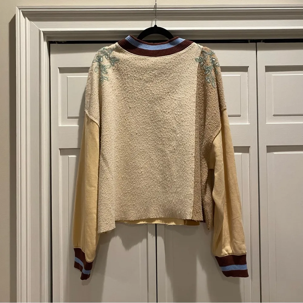 Free People Bali Day Dreams Wander Beaded Patchwork Crew Pullover Sweatshirt | M - Image 8