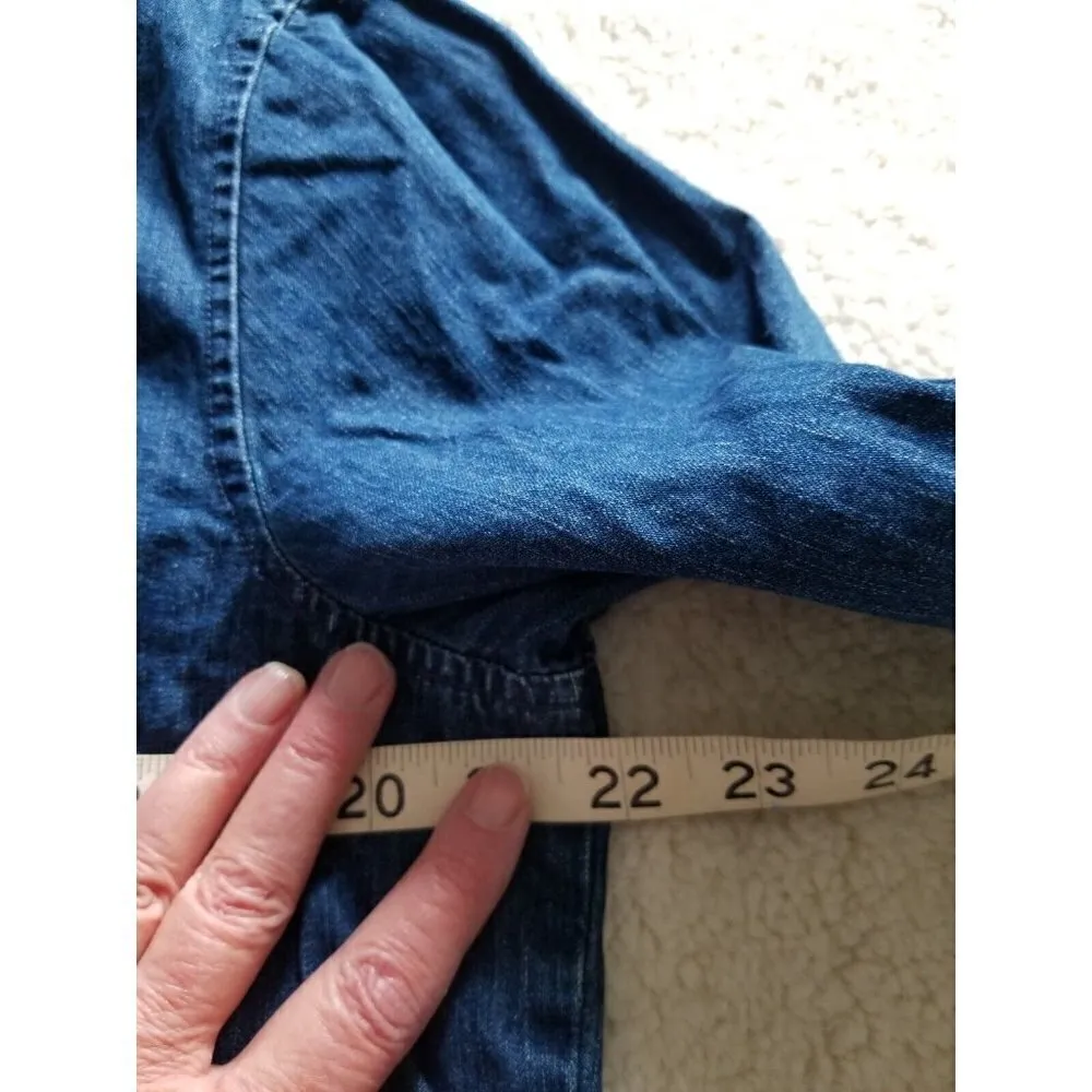 Field Gear Women's Blue Jean Denim Button Down Christmas Tree Blouse Top Size M Size M - Image 8