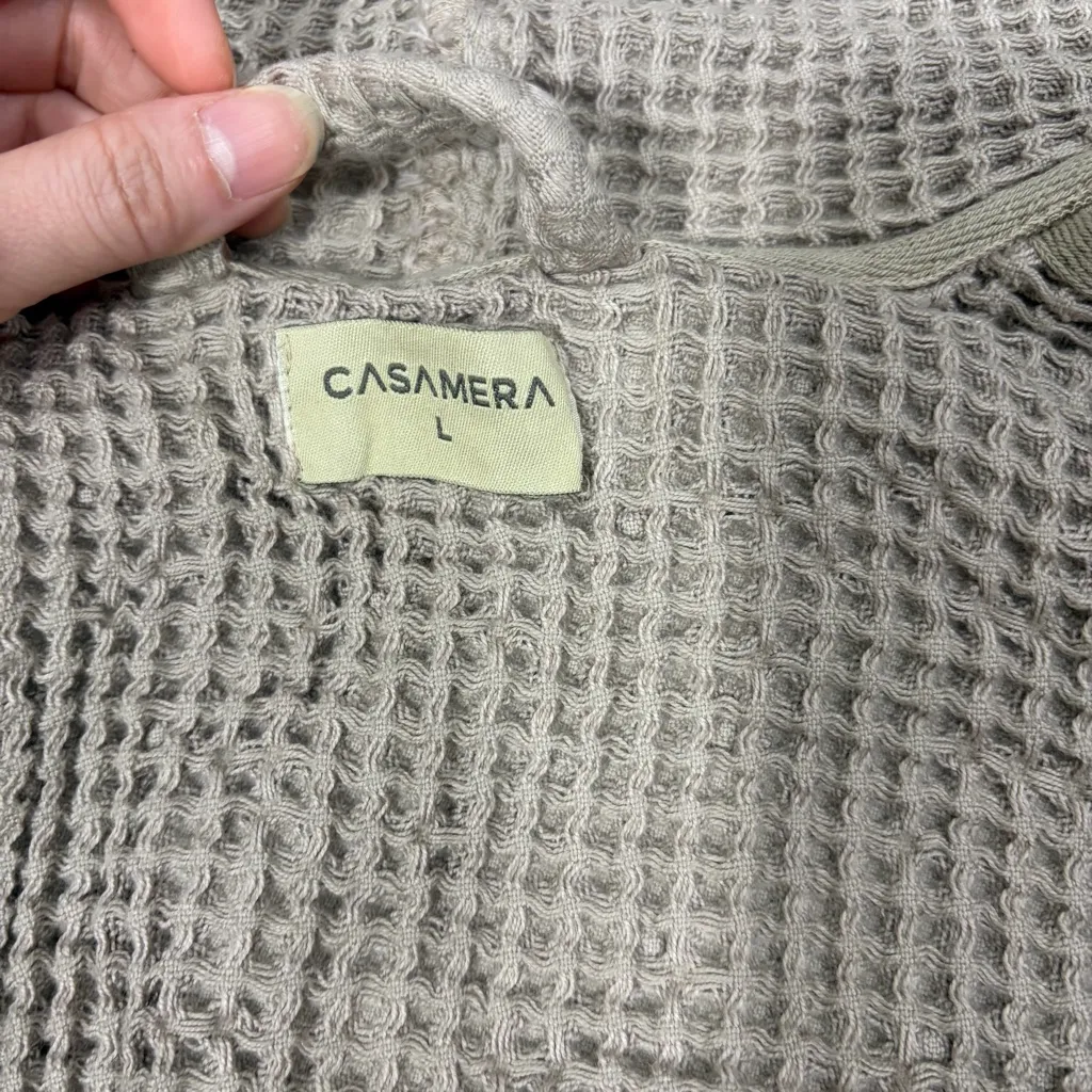 Casamera Women’s Robe 100% Egyptian Cotton Sz L Beige Comfy Lounging Minimalist Tan Size L - Image 9
