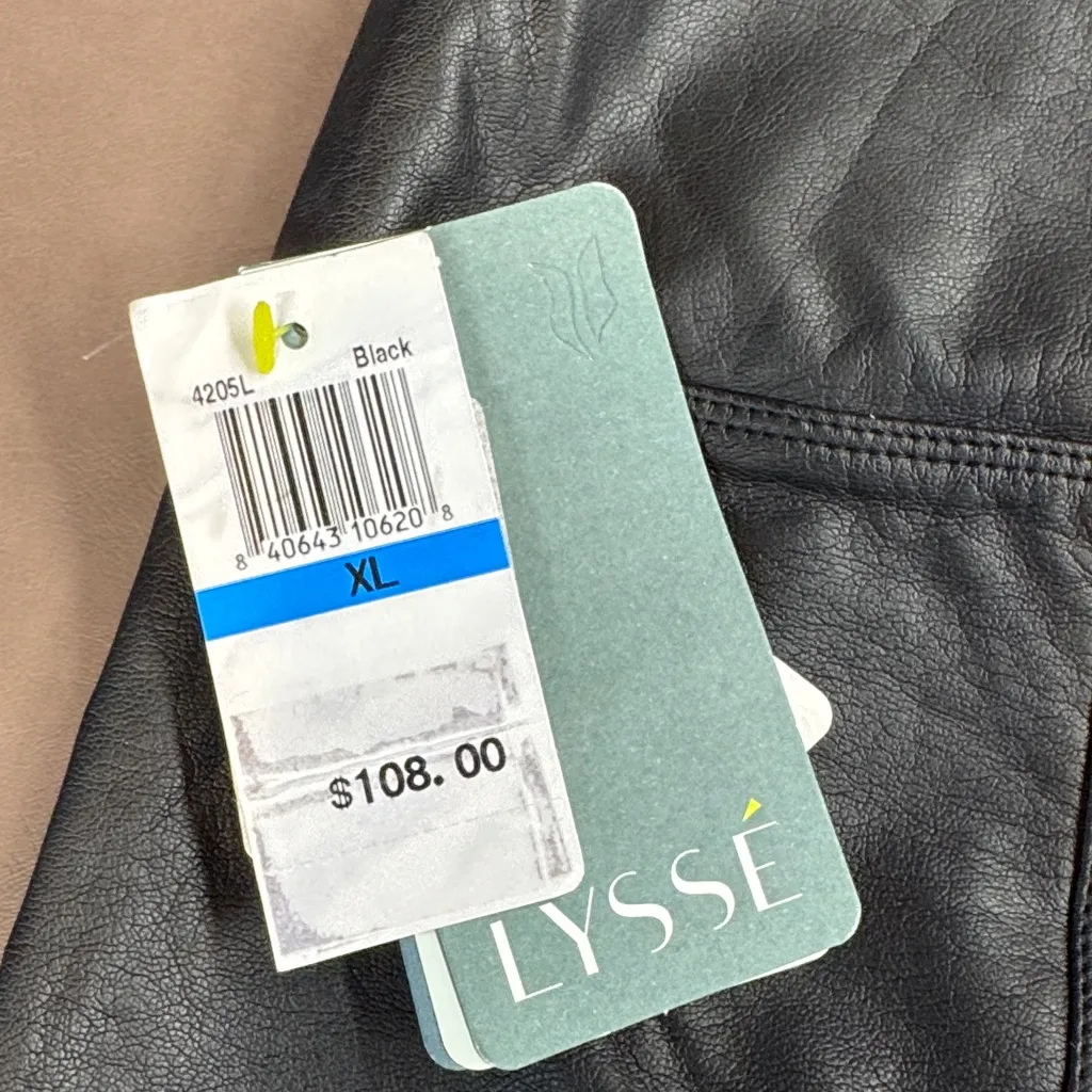 Lysse NWT Black Vegan Faux Leather Hih Waist Pull On Leggings Pants Size XL - Image 2