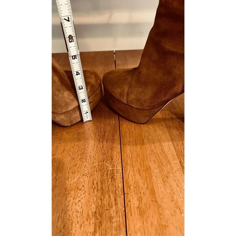 Sam Edelman  Azra Brown Suede Chunk Heel Ankle Boots Size 10 - Image 5