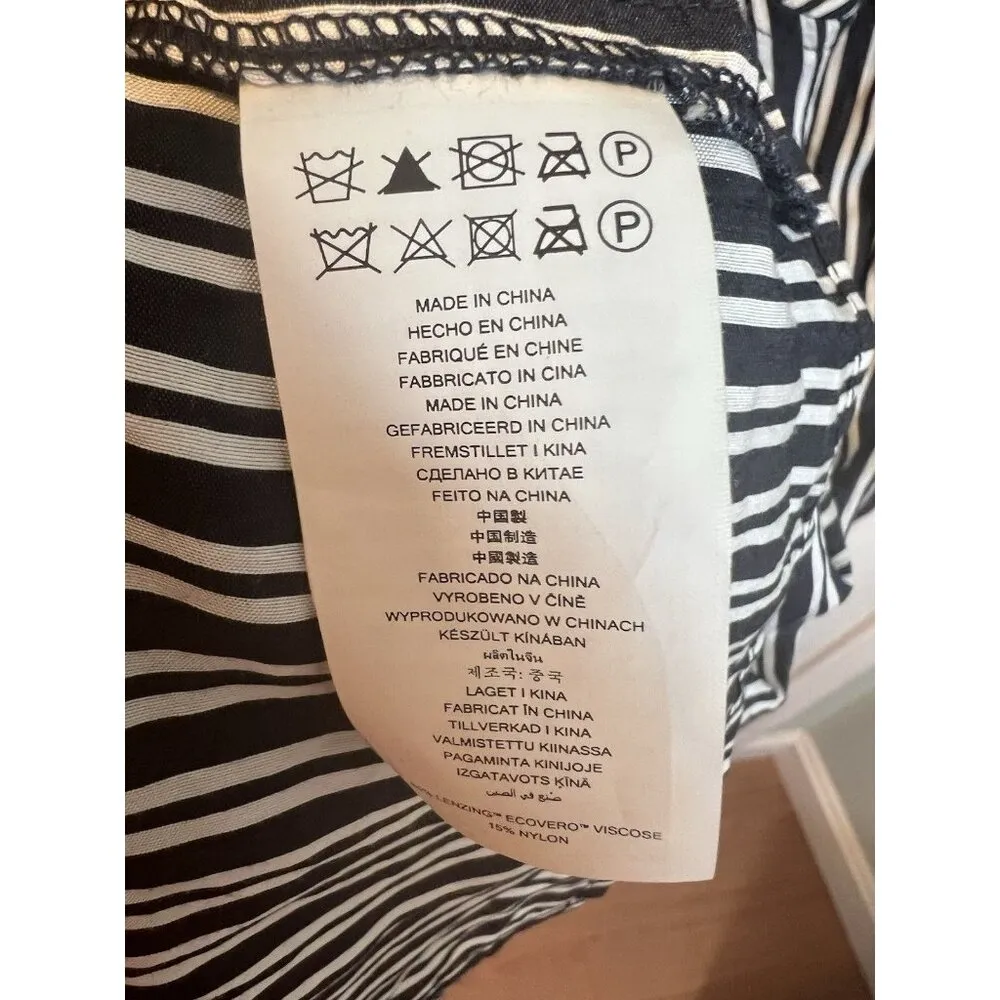 MICHAEL Michael Kors Graphic Halo Stripes Dress Size 12 Midnight Blue MR481NZBHK - Image 11