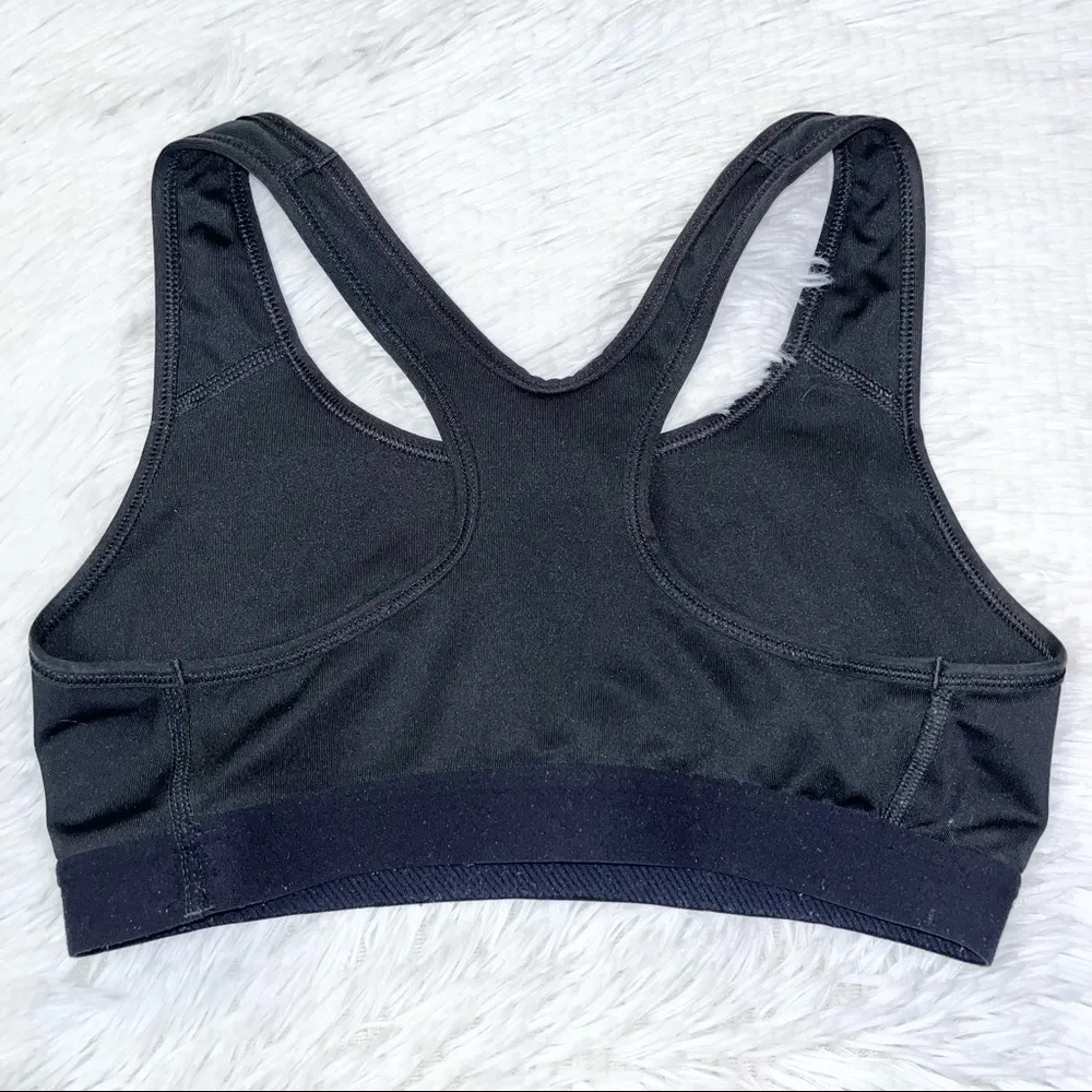 NIKE Dri-Fit Women’s Solid Black Sports Bra Small Swoosh Logo - Image 4