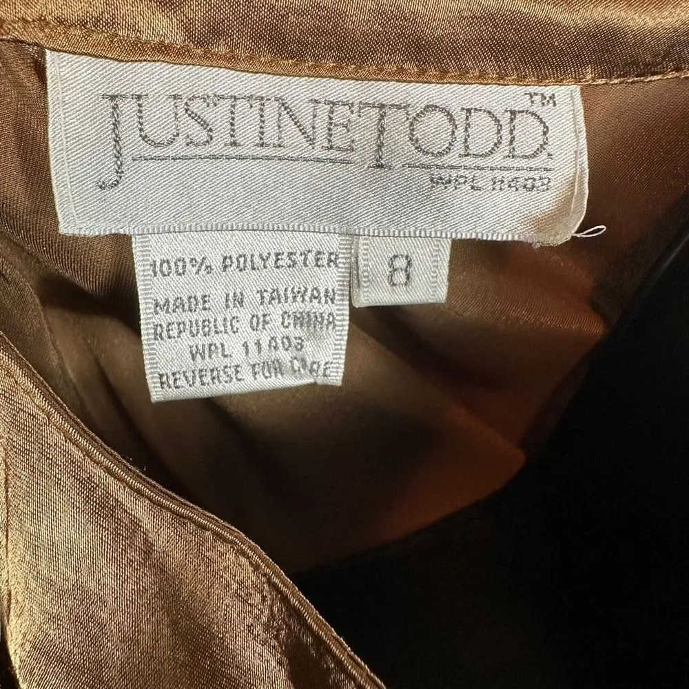 Vintage Justine Todd Long Sleeve Button Down Blouse Size 8 Gold - Image 2