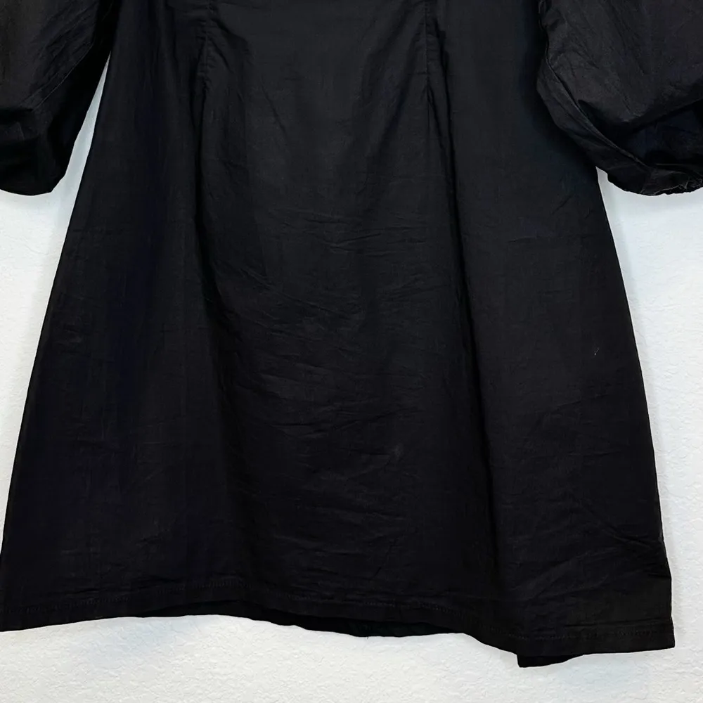 Tuckernuck Pomander Place Square Neck Chloe Mini Dress Black Puff Sleeves Small - Image 9