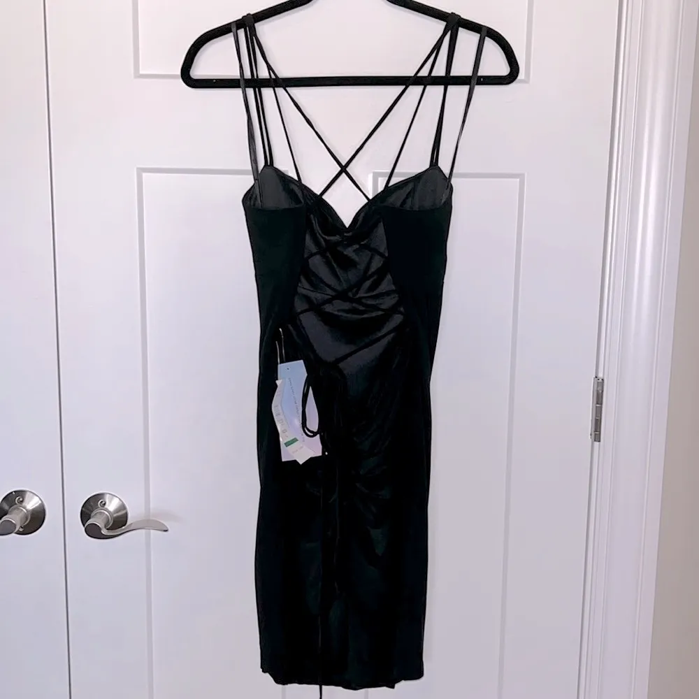 NWT Cowl Double Strap Corset Back Mini Dress - Juniors L - Image 3