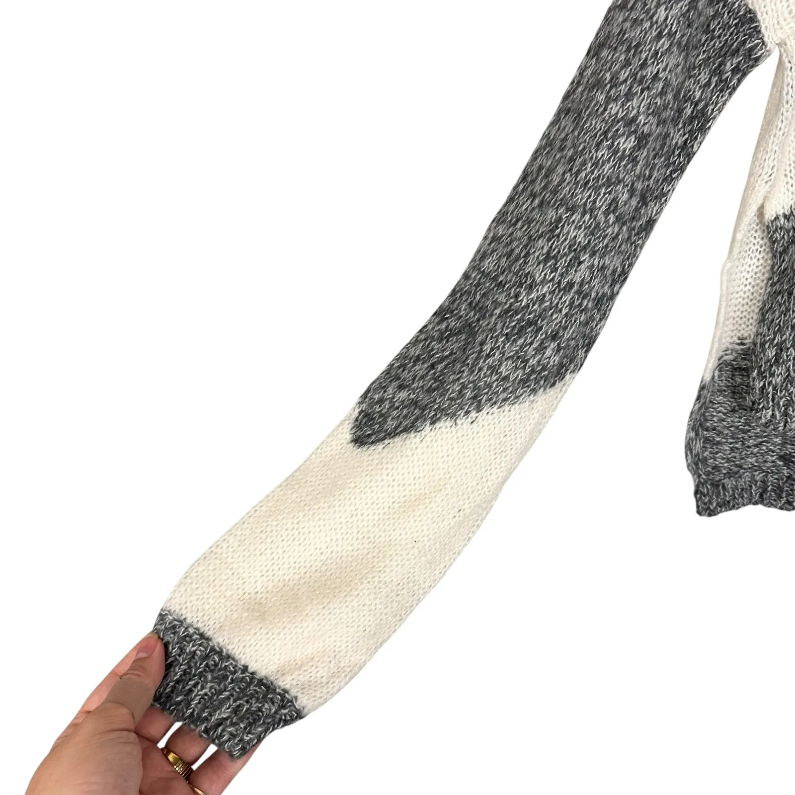 Nordstrom BP. Colorblock Gray Knit Boatneck Crop Sweater Size Medium - Image 7