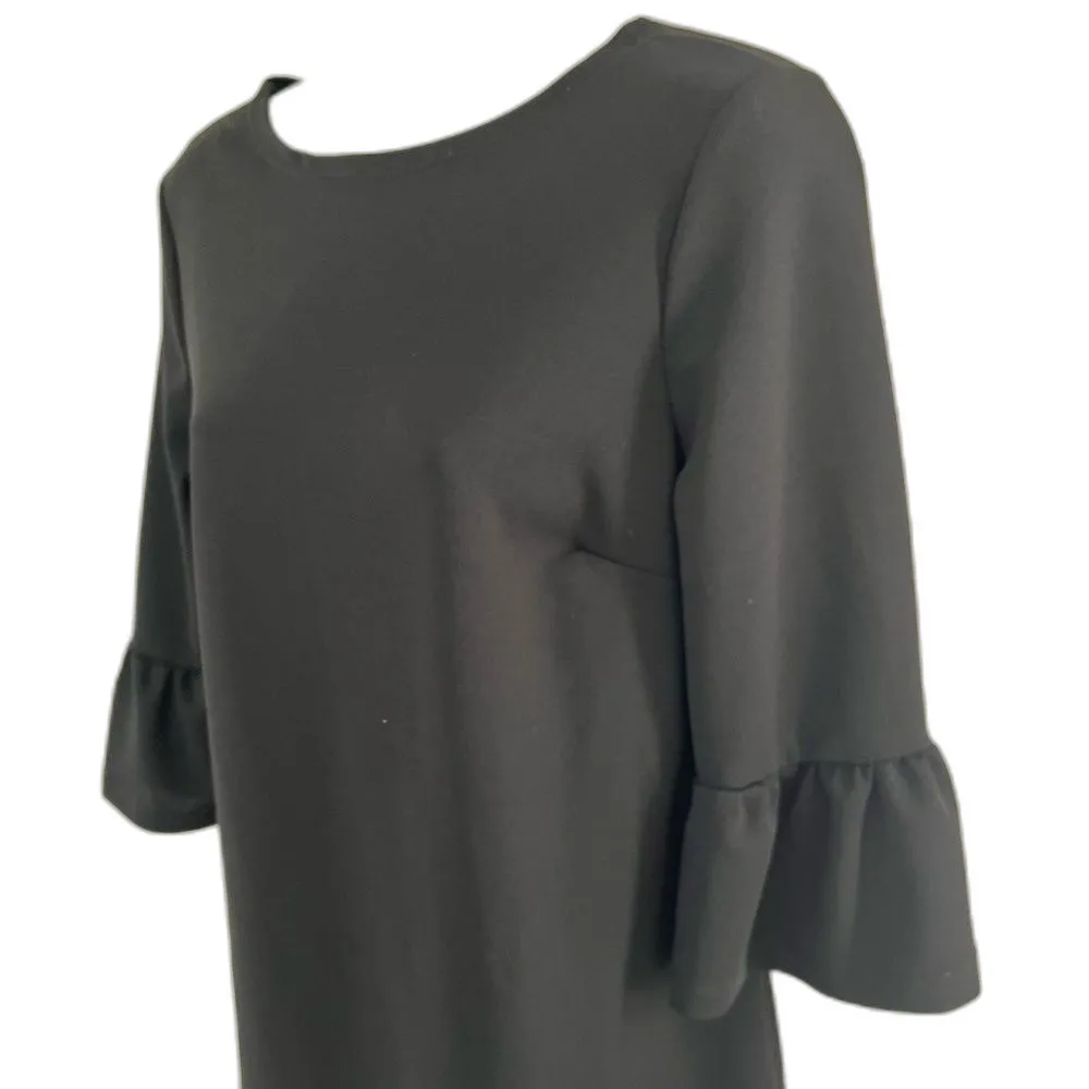 Black Bell Sleeve Mini Shift Dress Size Medium - Image 3