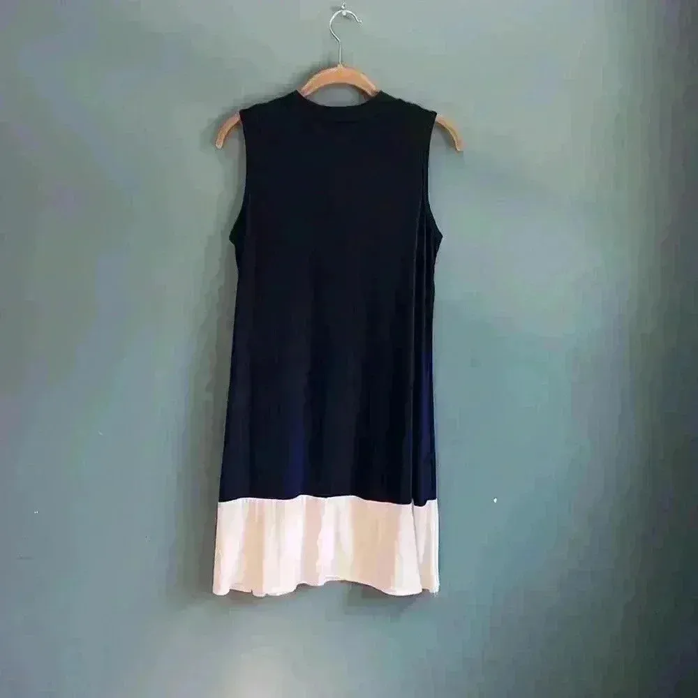 Nik and Nash navy blue and white sleeveless lightweight dress women’s size M - Image 3