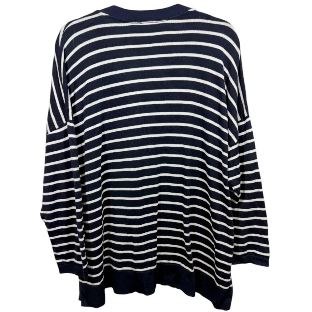 Talbots Striped Button Down Cardigan Sweater‎ Navy Size 3XP Nautical Preppy - Image 2