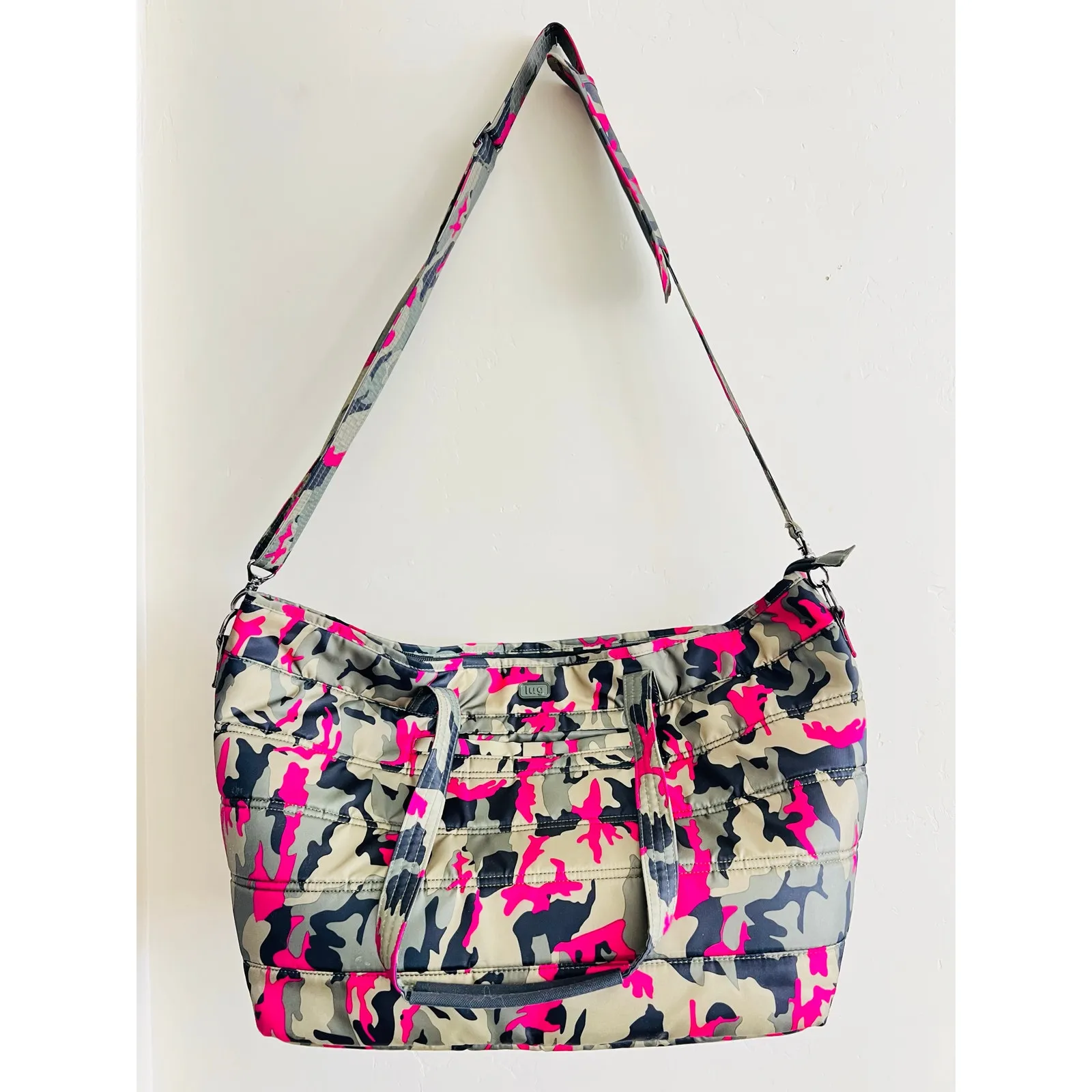 Lug Avion Convertible Carry On Travel Weekend Getaway Tote In Camo Orchid Green - Image 3