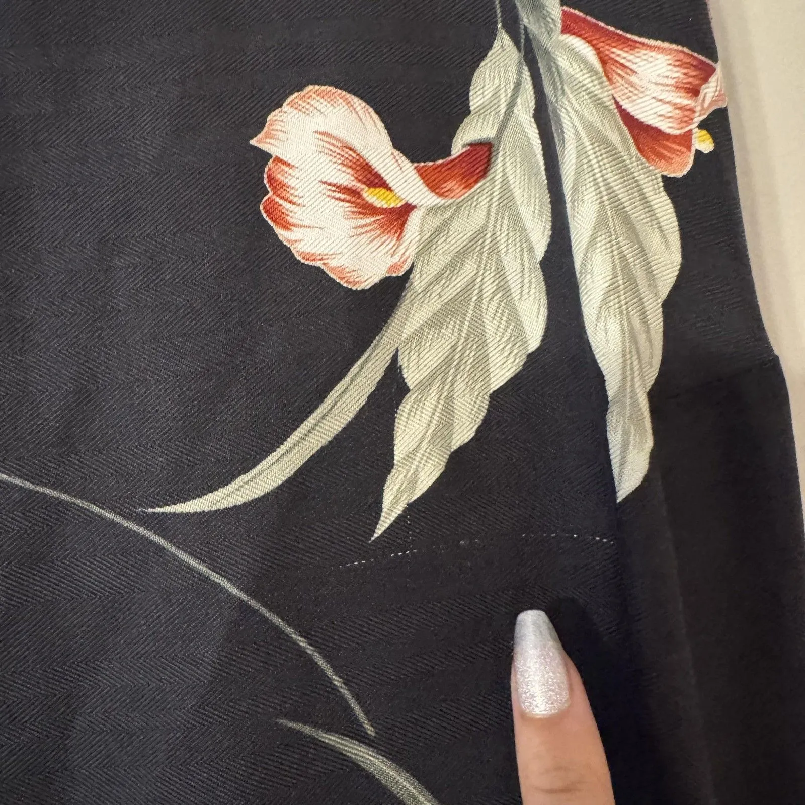 Tommy Bahama Dress Womens 14 Black Silk Floral Maxi Sleeveless Tropical Beach - Image 6