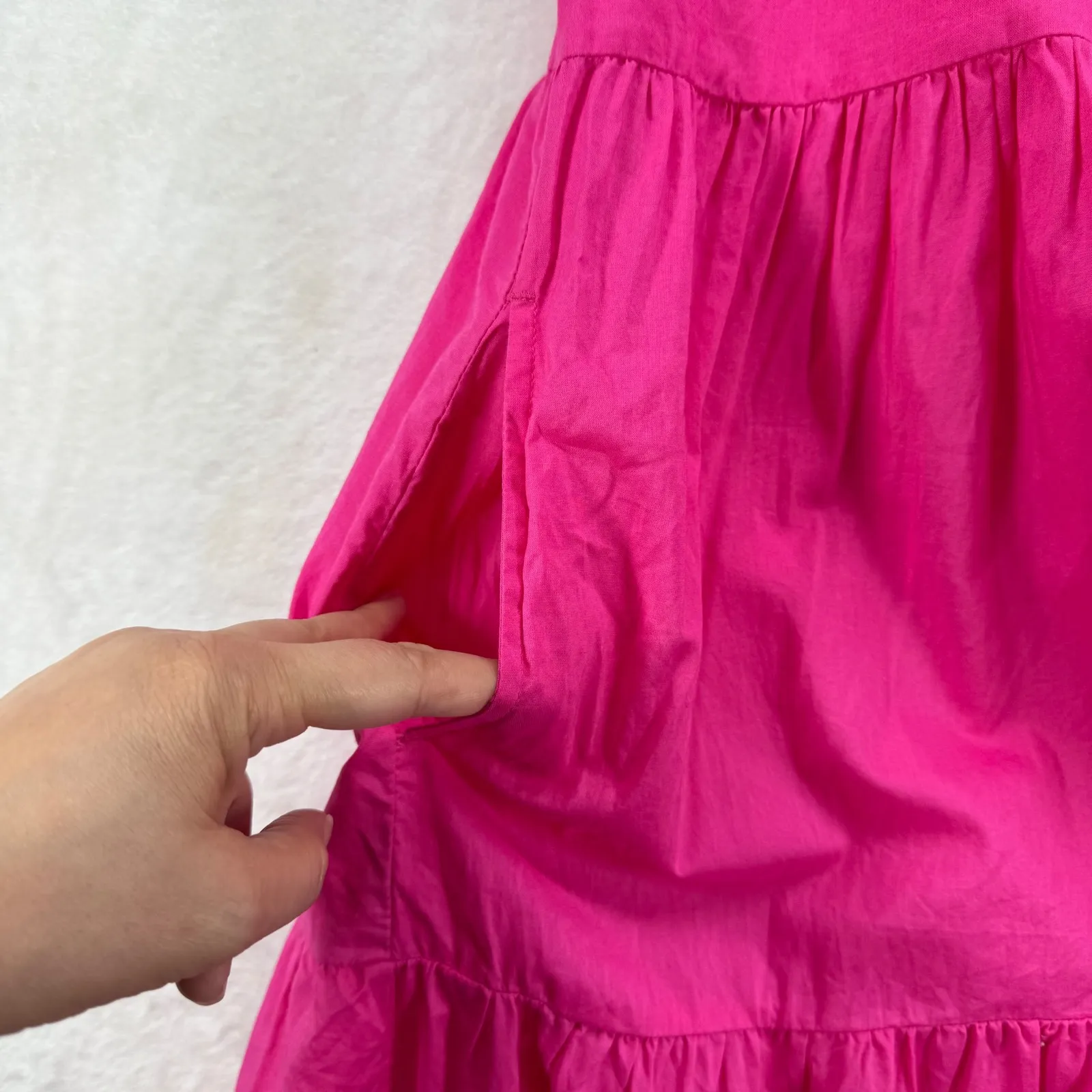 Tommy Hilfiger Tiered Dress Casual Cotton Short Sleeve‎ Pink Size M - Image 11