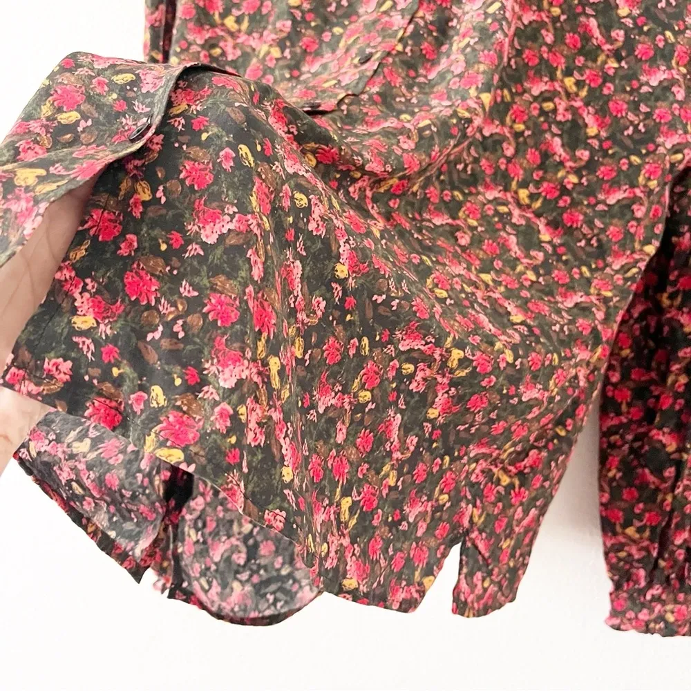 Something Navy Button Down Blaze Painterly Floral Blouse in Red - Image 6
